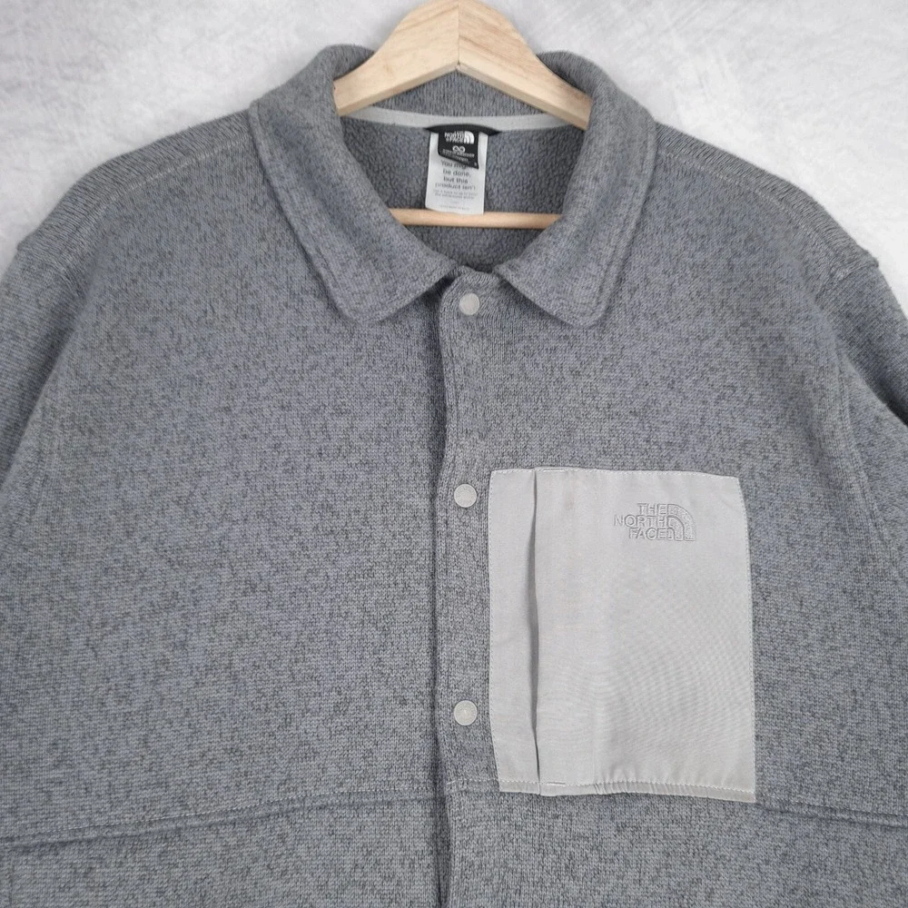 The North Face Fleece Shirt Jacket Shacket Mens Large Gray Snap Overshirt Hiking